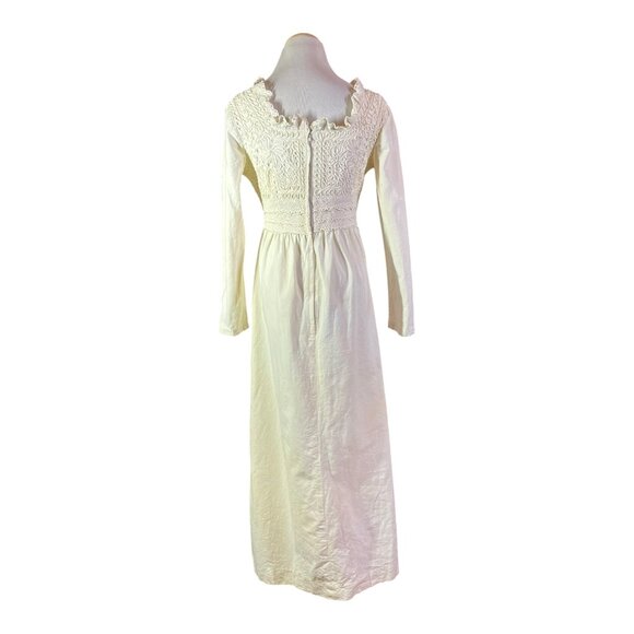 Vintage 1970s Girasol by Gonzalo Bauer Cream Dress Lace Embroidered *Flaws - Picture 13 of 15